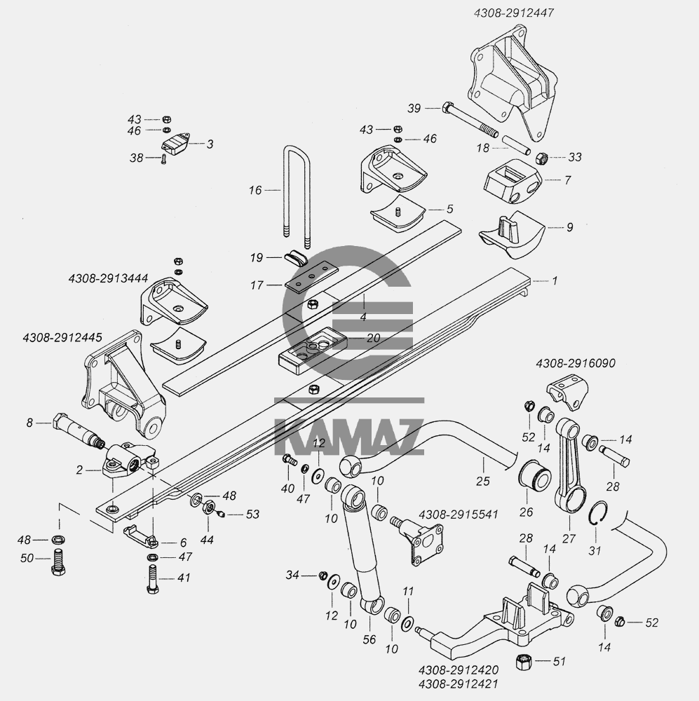 Рессора задняя камаз 4308 схема