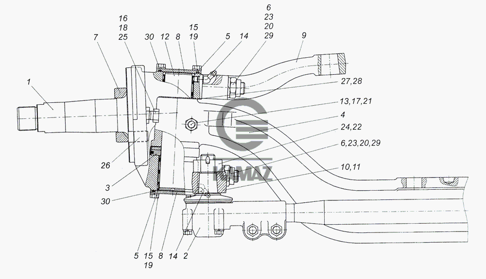 Передняя ось газель чертеж