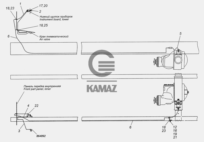 Схема блокировки межколесного дифференциала камаз