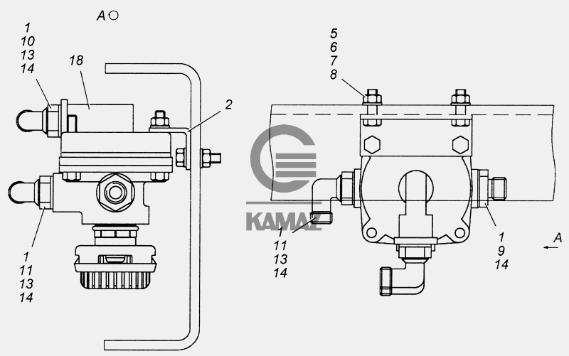 Схема установки ускорительного клапана камаз