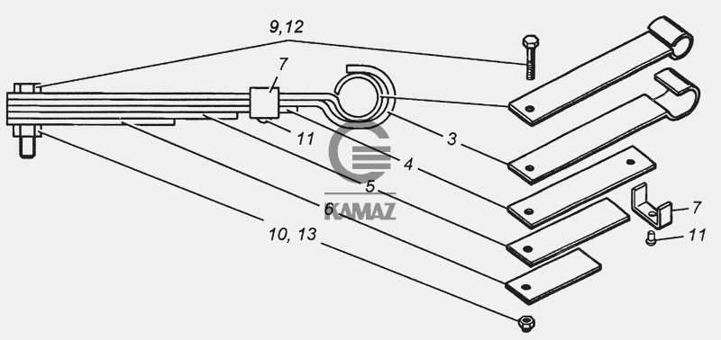Рессора задняя камаз 5320 схема