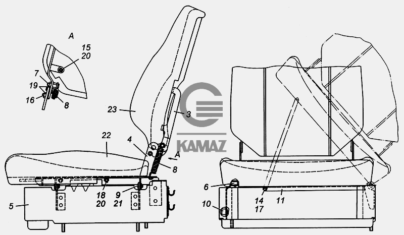 Сидение пассажирское камаз
