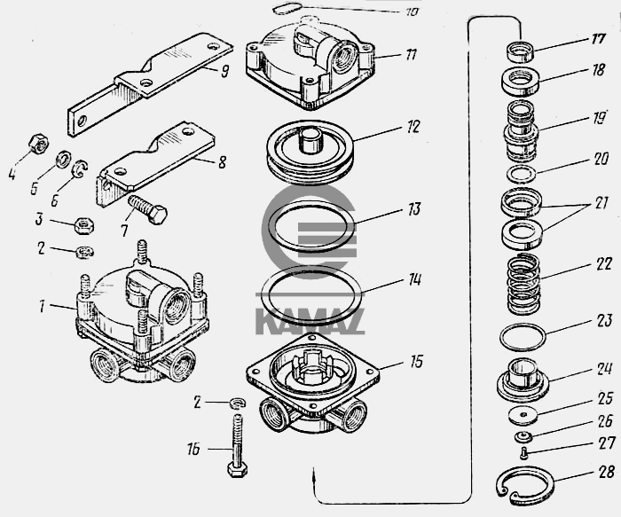 Ускорительный клапан камаз схема подключения