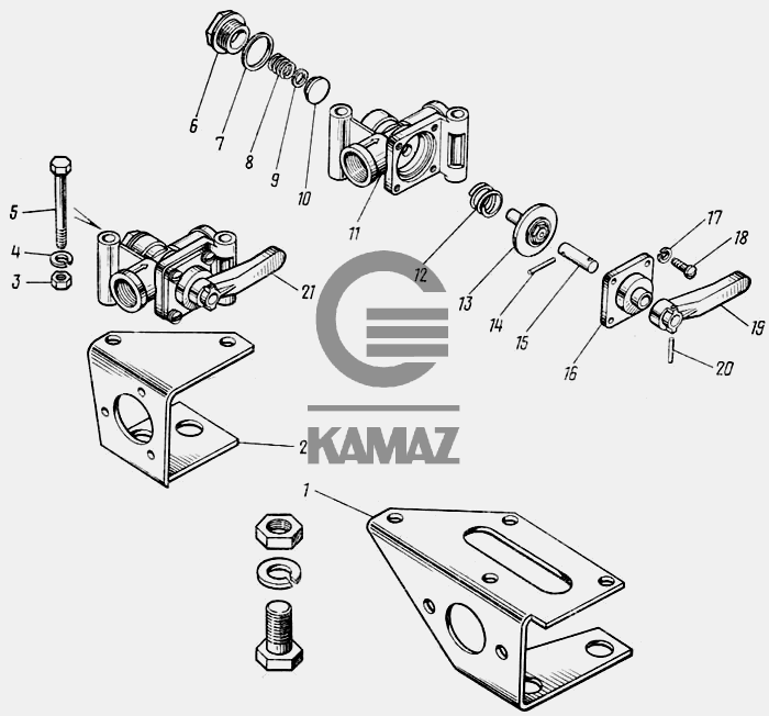 Как снимать головки камаз 4310 Кран разобщительный в сборе ТОО-3520010 для автомобиля КАМАЗ 43101, 21 дет.