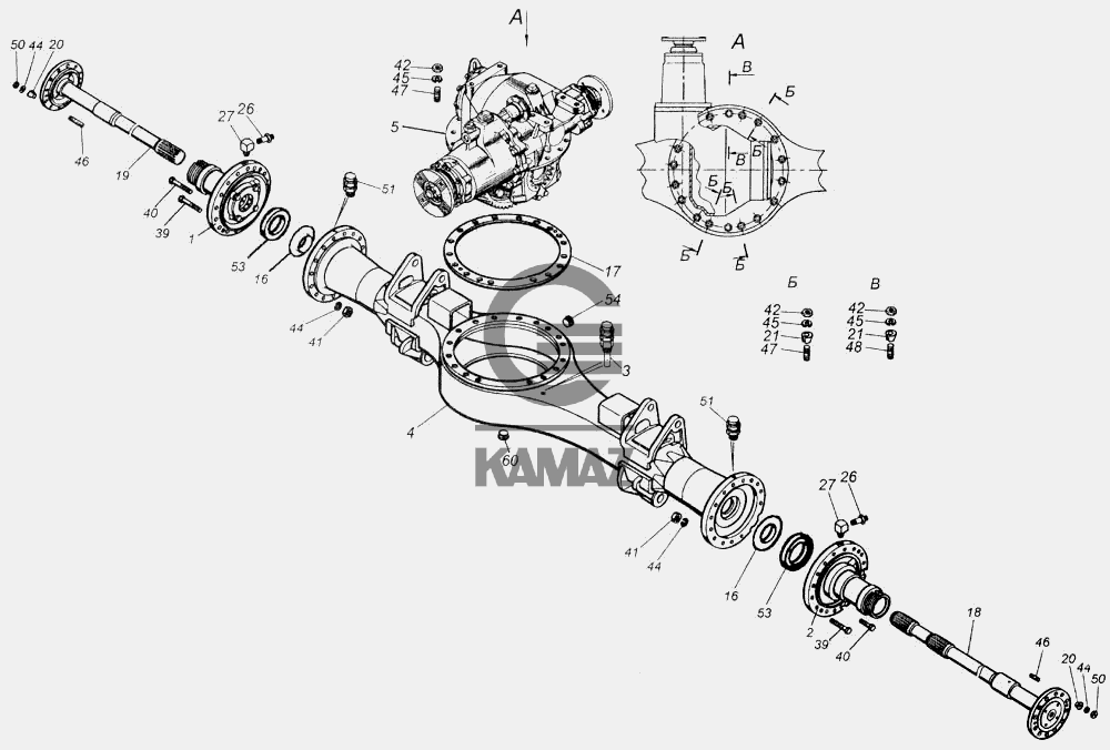 чулок камаз 43118 средний мост. 53). редуктор среднего моста камаз 43118. задний мост камаз 43118 задний. мост камаз 43118.