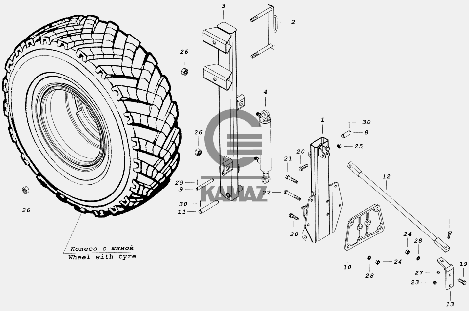 Держатель запасного колеса камаз