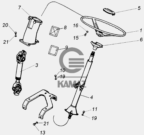 Сборка рулевой колонки камаз