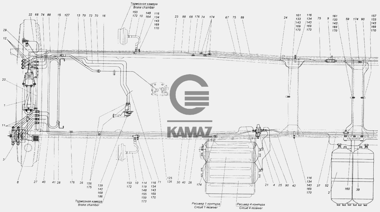 Схема воздушной системы камаз 6520