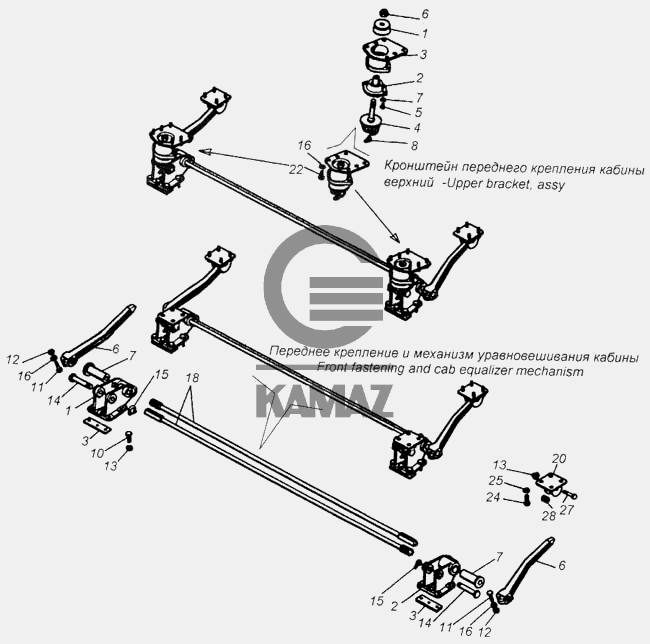 Переднее крепление кабины камаз