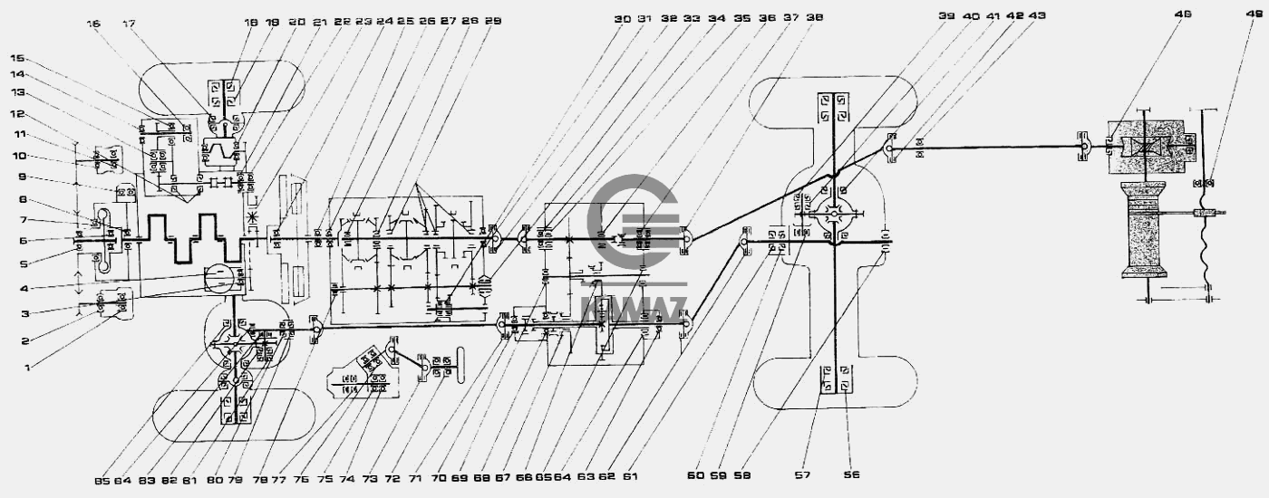 Схема трансмиссии камаз