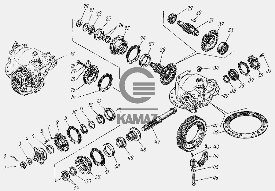 Чертеж заднего моста камаз