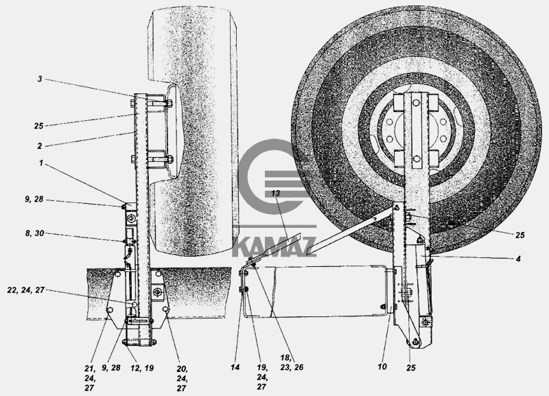 Держатель запасного колеса камаз