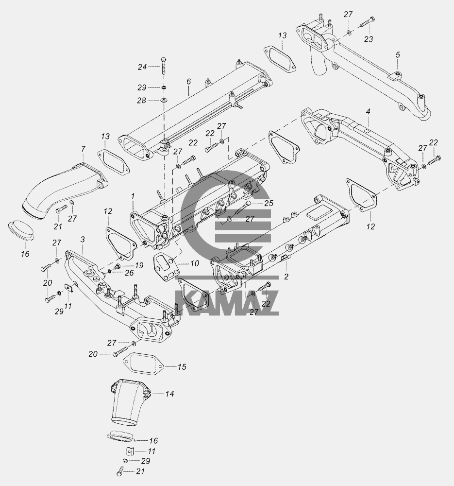 Коллектор впускной камаз схема