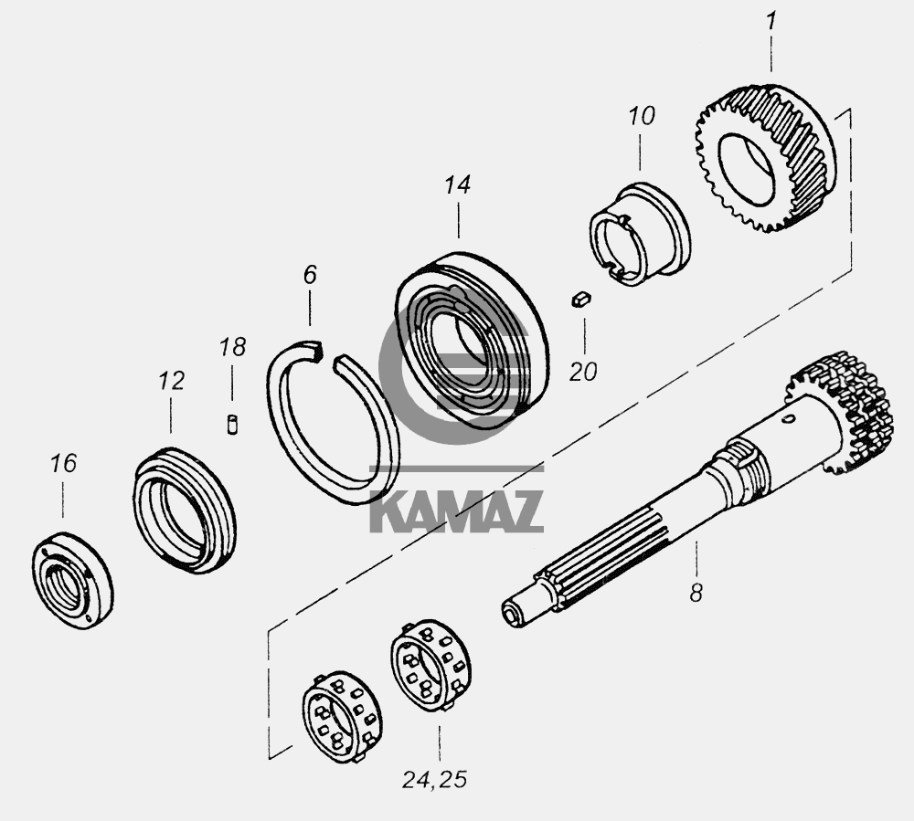 Вал делителя камаз 152