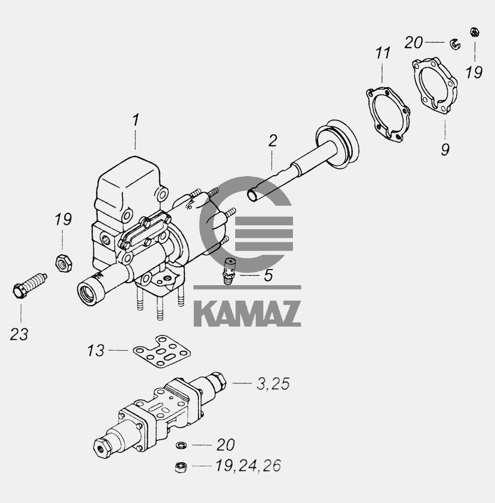 Механизм переключения делителя камаз