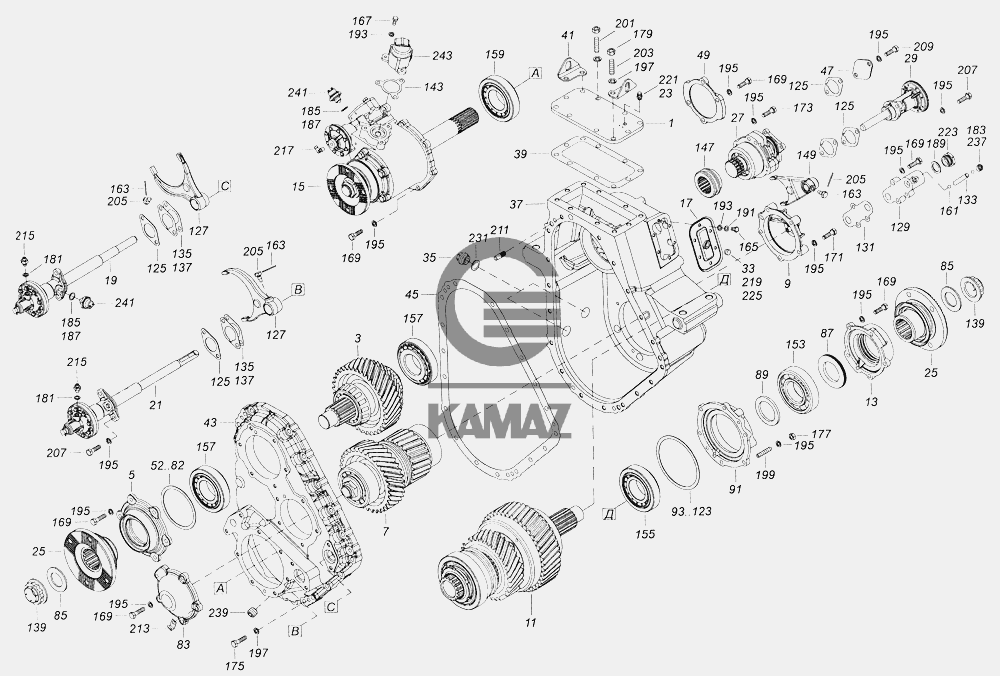 6522 раздаточная коробка схема камаз