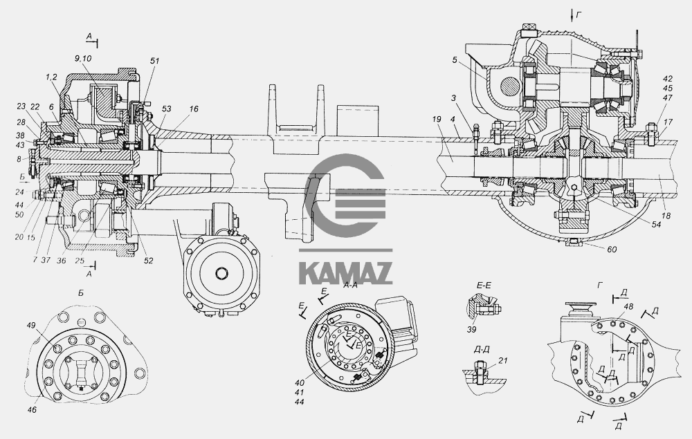 Схема задней ступицы камаз 5320