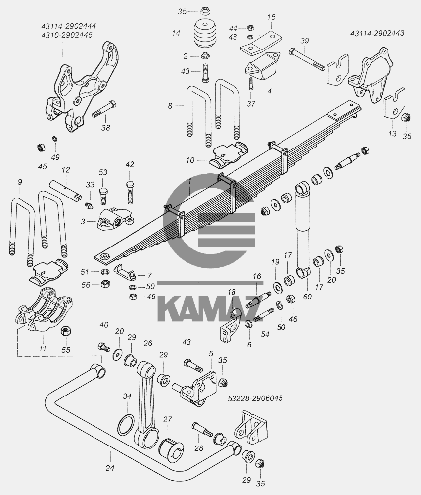 Передняя подвеска камаз 6520 схема