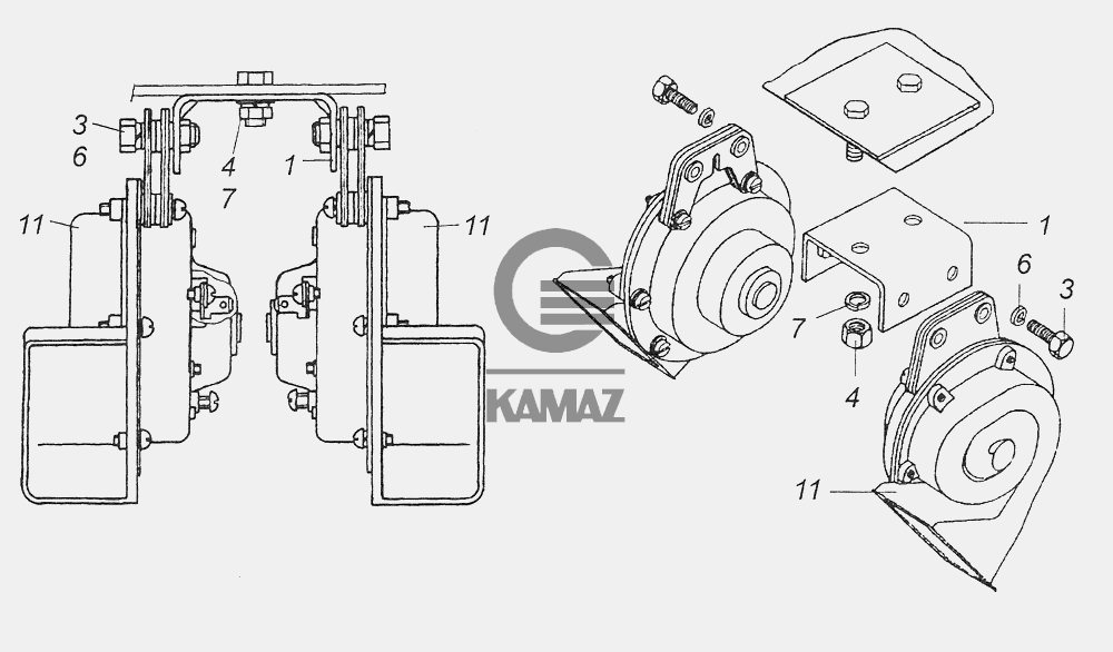 Схема сигнала камаз. Сигнал 5320-3721001-10. Схема сигнала КАМАЗ 5320. Пластина крепления звукового сигнала КАМАЗА. Звуковой сигнал КАМАЗ 43118.