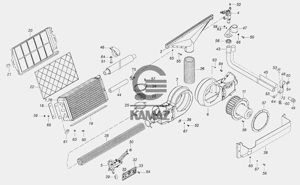 Схема печки камаз 43118