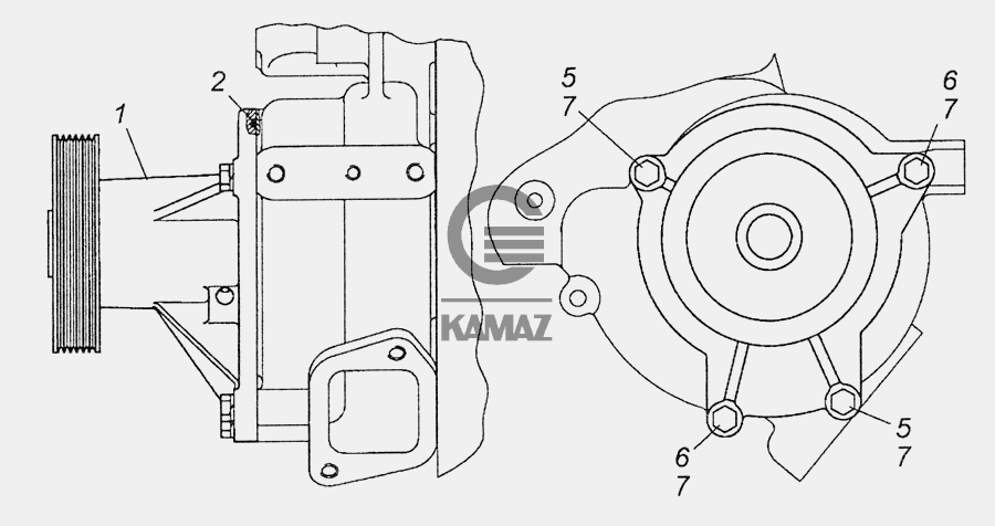 Схема водяной помпы камаз