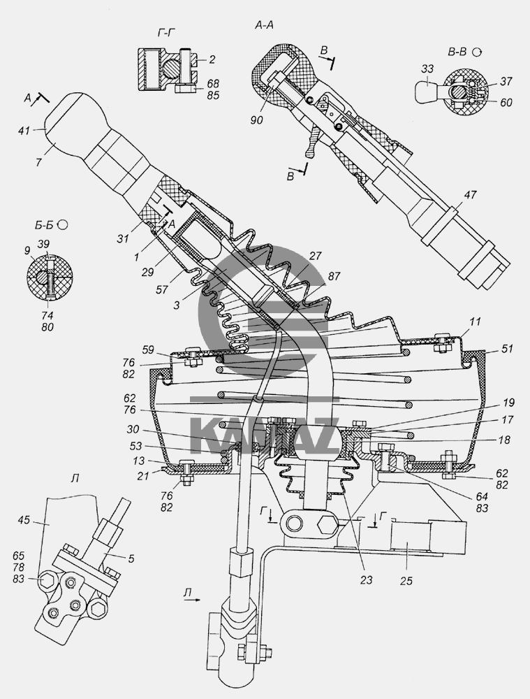 Рычаг переключения передач камаз