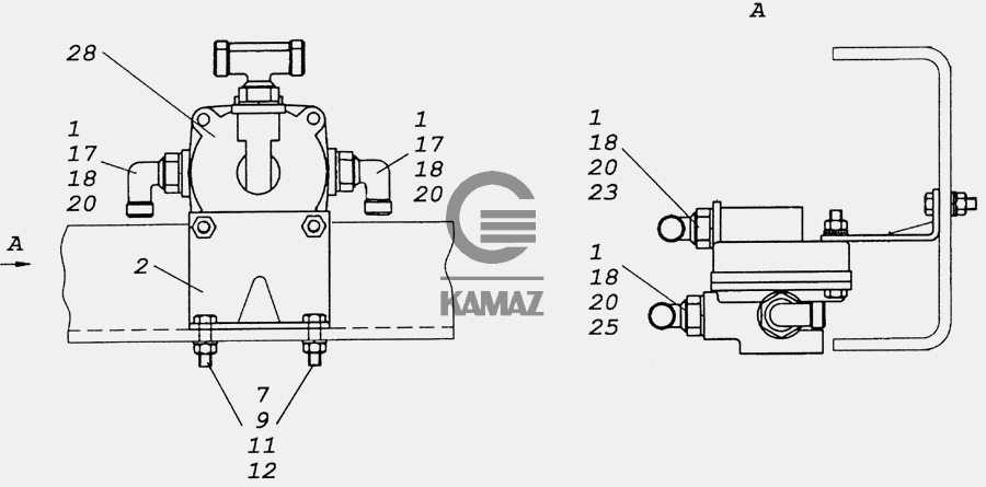 Схема установки ускорительного клапана камаз