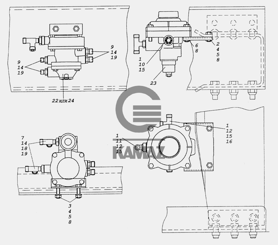 Кран управления тормозами прицепа камаз схема