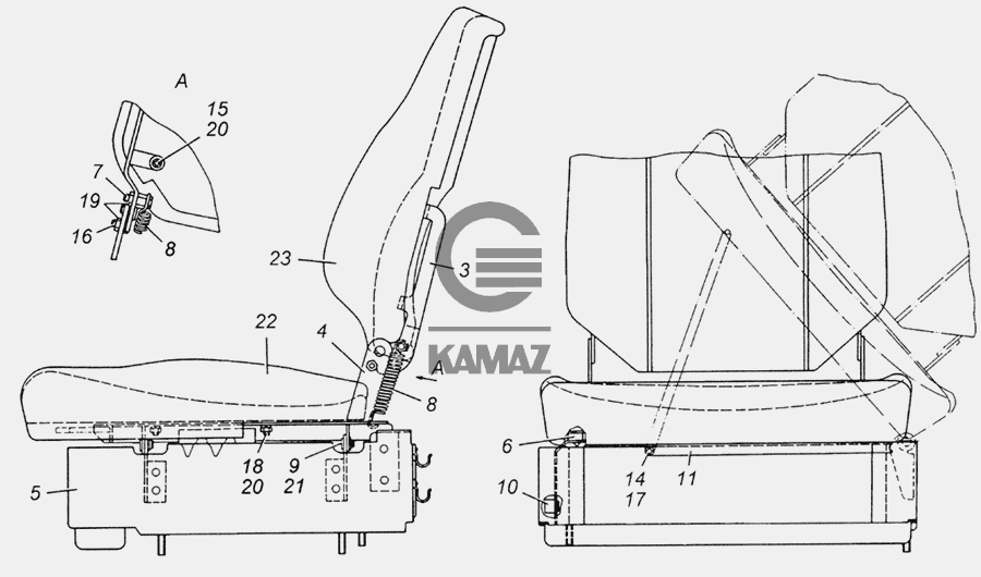 Сидение пассажирское камаз