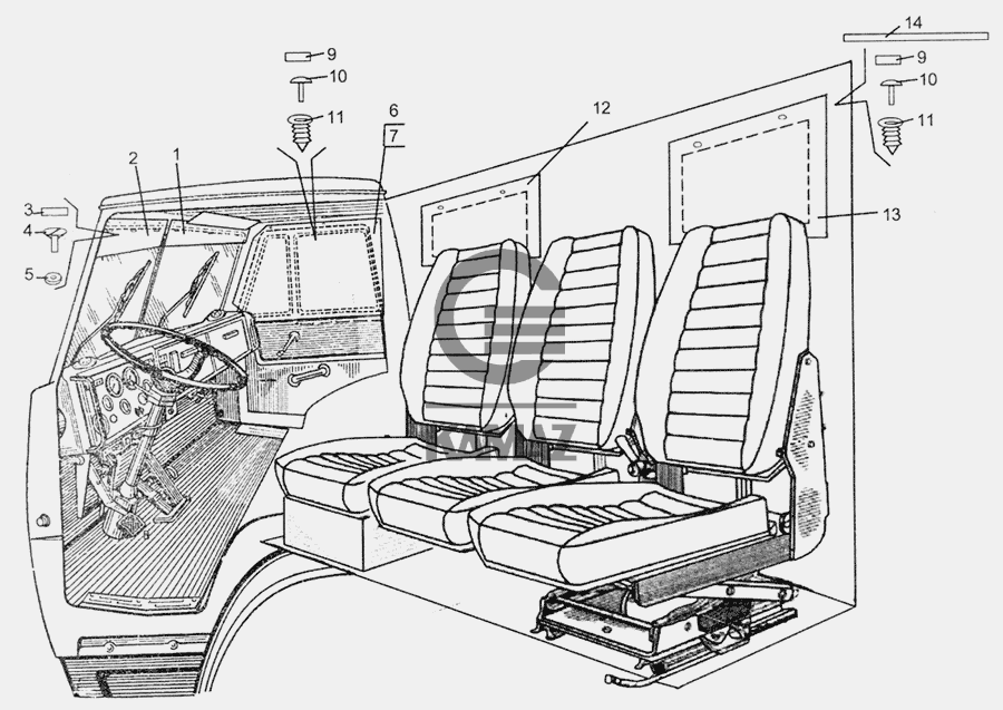 Кабина камаз 43118 схема