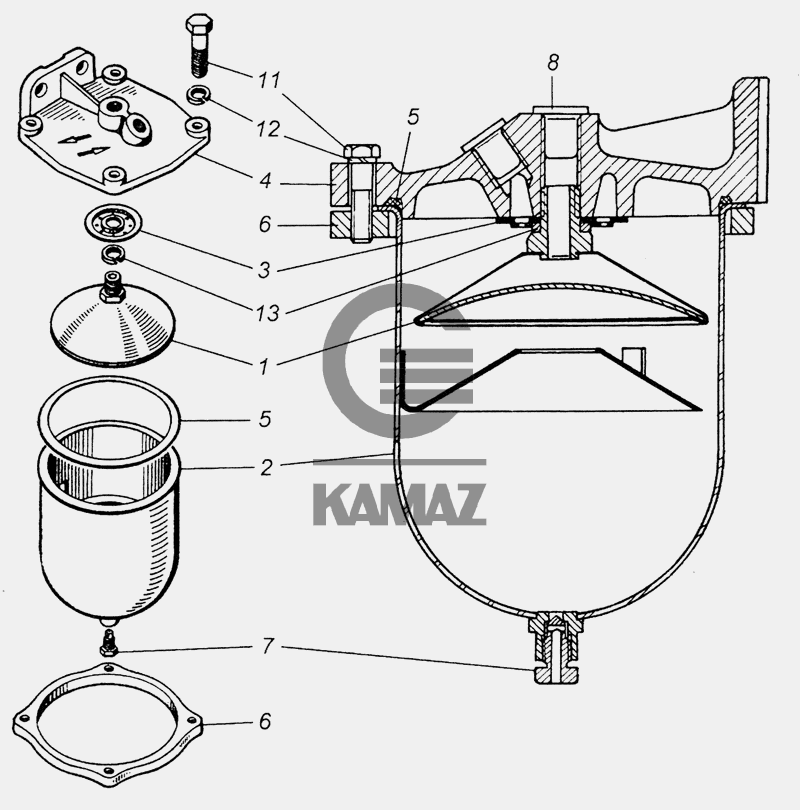 Как снять топливный фильтр камаз