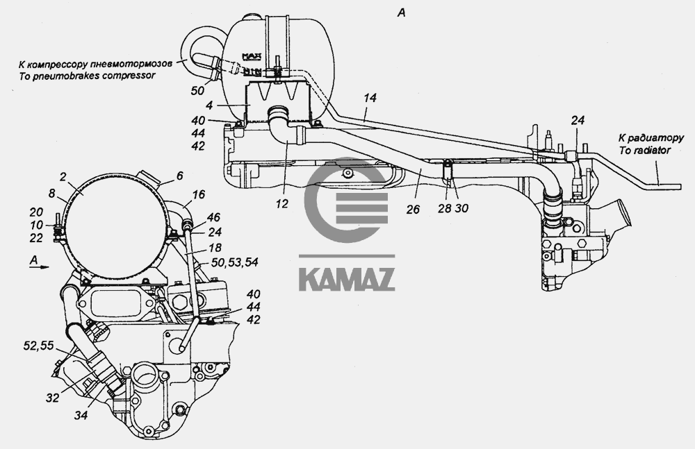 Схема системы охлаждения камаз 5320