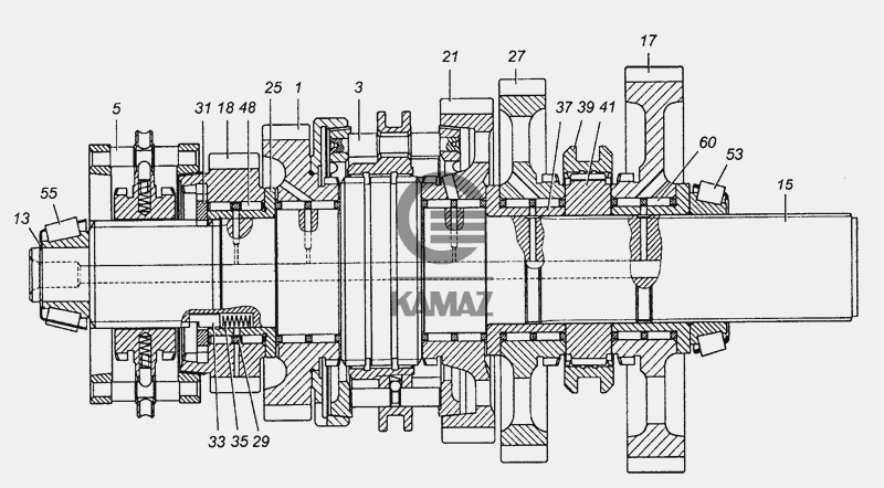 Вал вторичный камаз 154