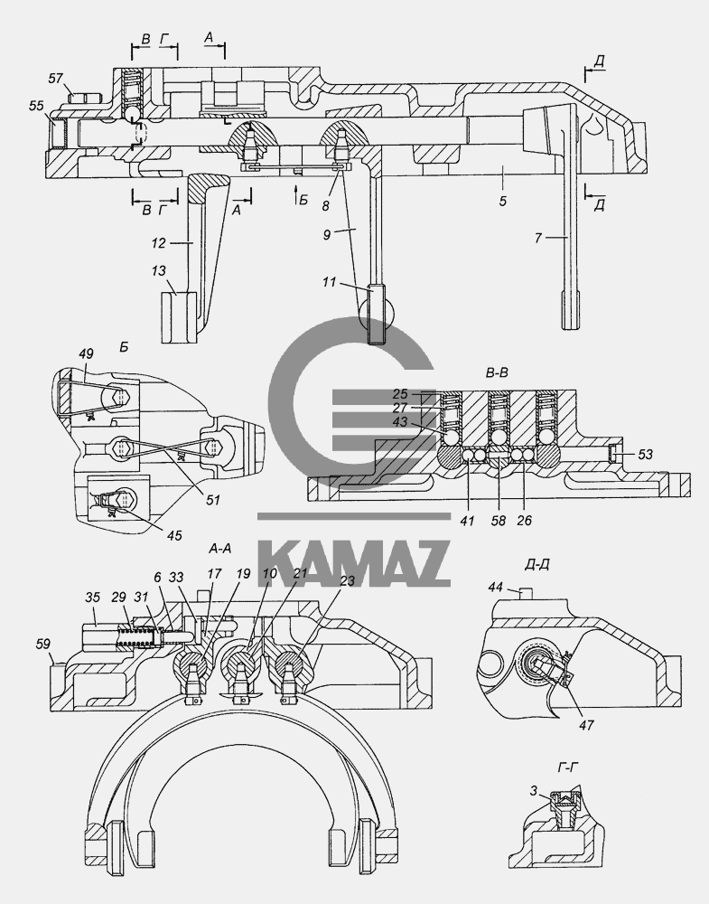 Механизм переключения передач камаз