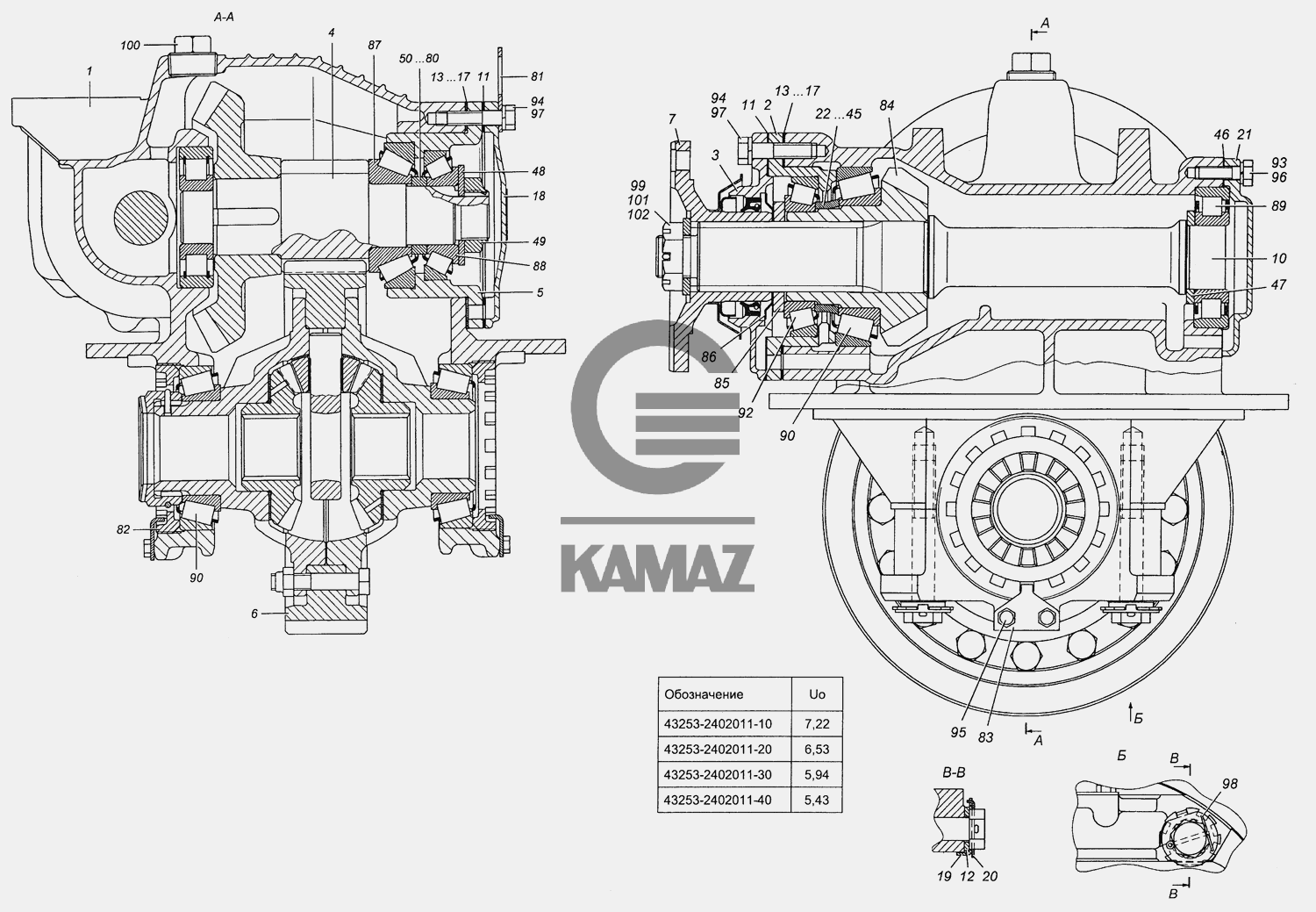 Редуктор заднего моста камаз чертеж