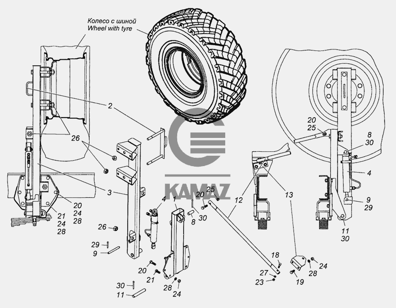 Держатель запасного колеса камаз