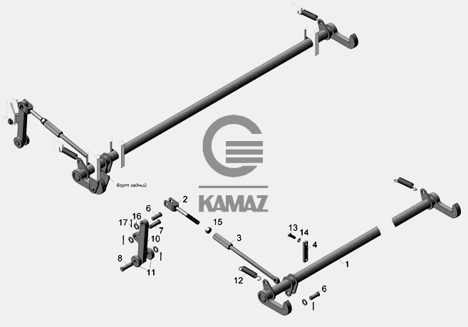 Ось петли борта камаз