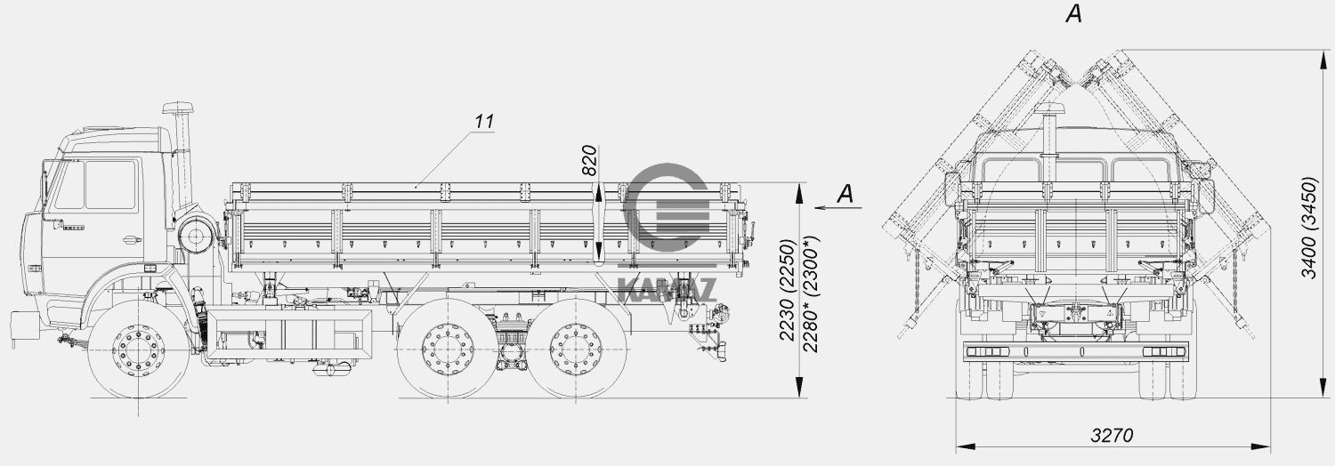 Изготовление кузова камаз сельхозник чертежи 45143-0000011-15 Автомобиль-самосвал КАМАЗ-45143 для автомобиля КАМАЗ 45143, 1 д