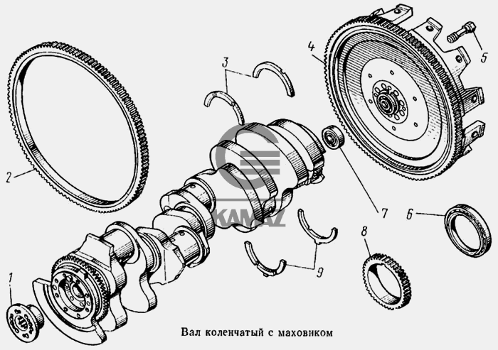 Как снять подшипник маховика на камазе 65115 Вал коленчатый с маховиком для автомобиля КАМАЗ 5315, 9 дет.