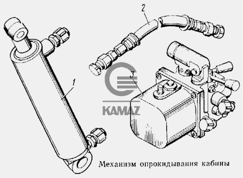 Механизм опрокидывания кабины камаз