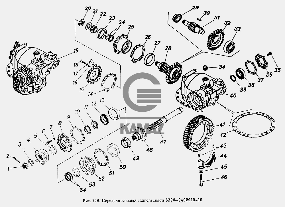 Схема редуктора переднего моста КамАЗ 43118