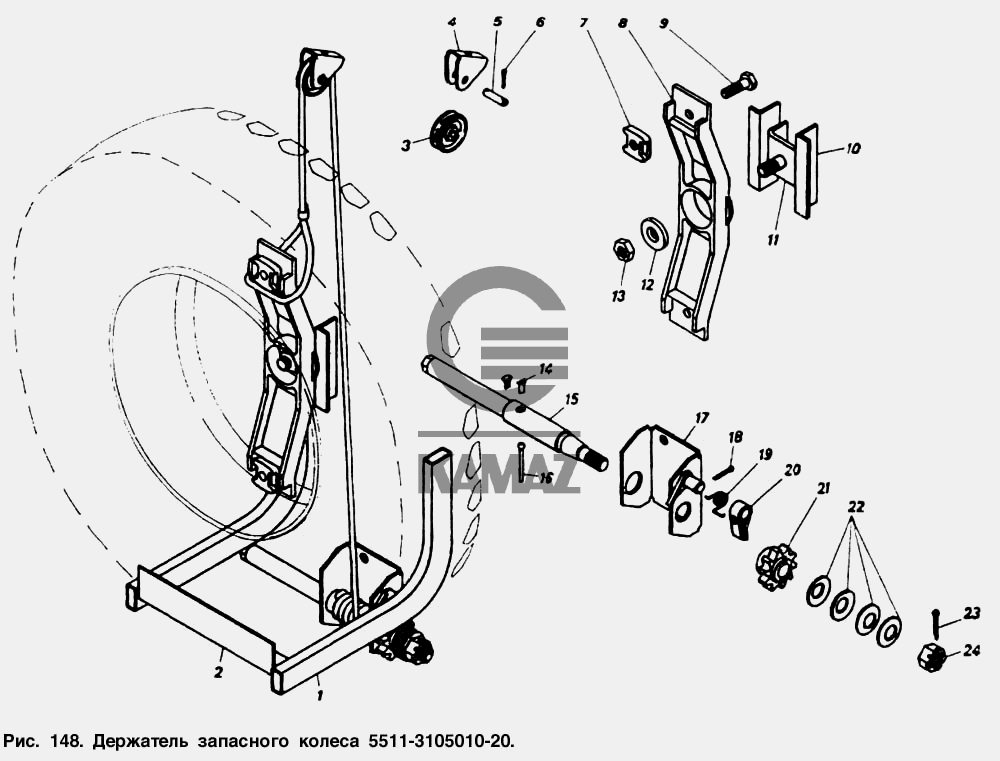 Держатель запасного колеса камаз