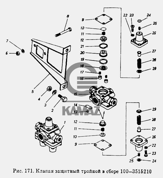 Клапан тройной защиты камаз