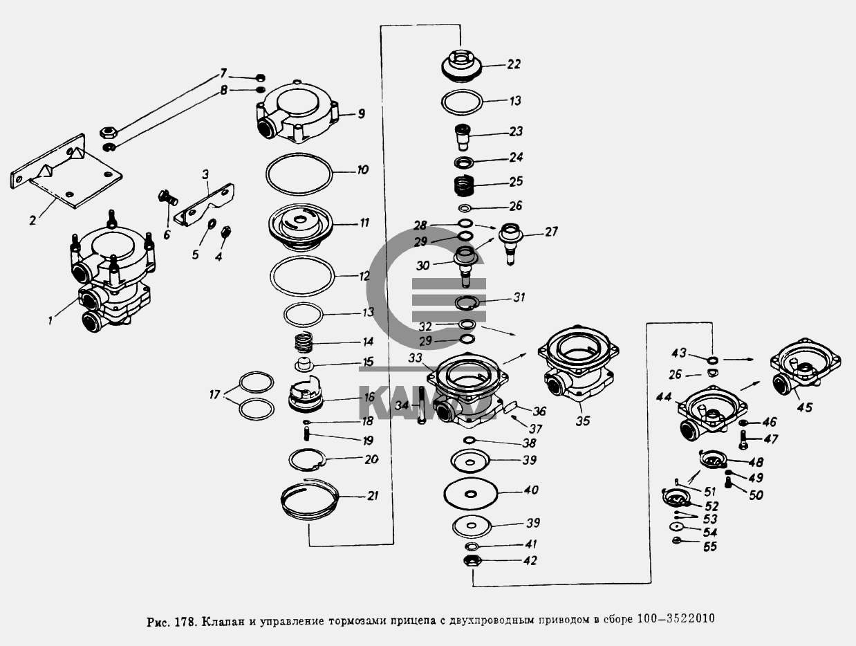 Клапан управления тормозами камаз
