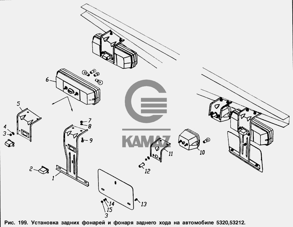 Схема фонаря заднего хода камаз