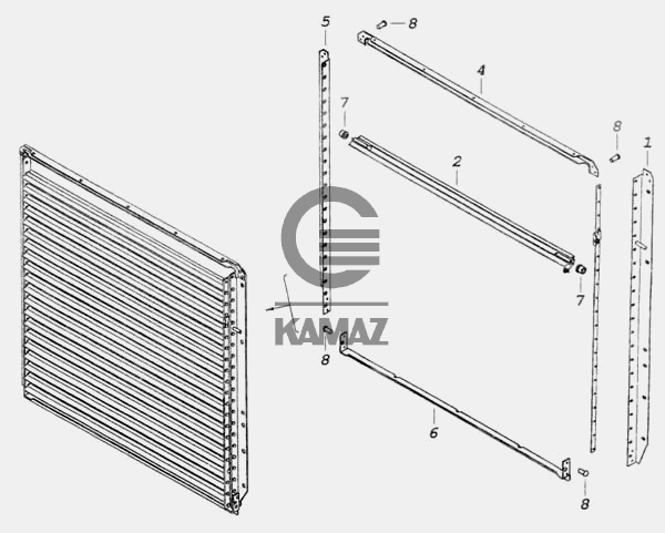 Жалюзи радиатора для автомобиля КАМАЗ 53228, 65111, 9 дет.
