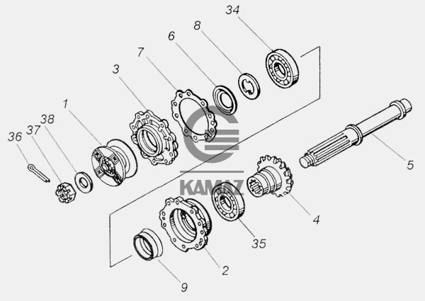 Чертеж заднего моста камаз 5320