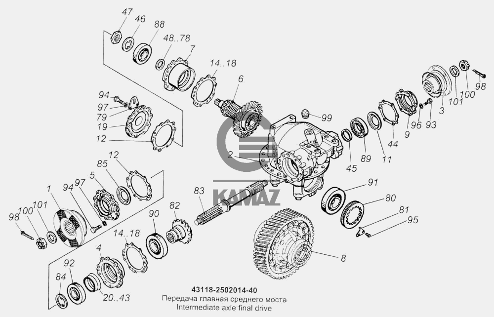 Среднюю передачу. Редуктор среднего моста КАМАЗ 43118 схема. Редуктор заднего моста КАМАЗ 43118 схема. Вал заднего редуктора КАМАЗ 4310. Хвостовик на редуктор КАМАЗ 5320.