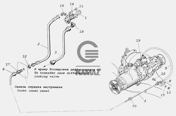 Блокировка межосевого дифференциала камаз