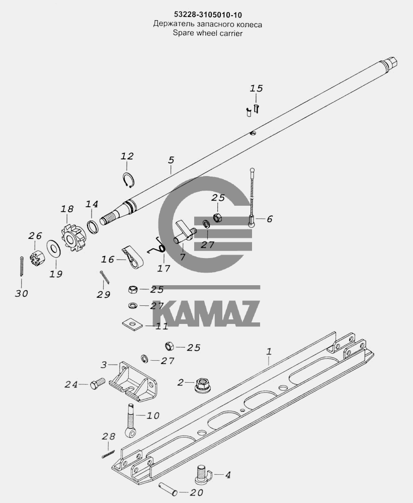 Держатель запасного колеса камаз